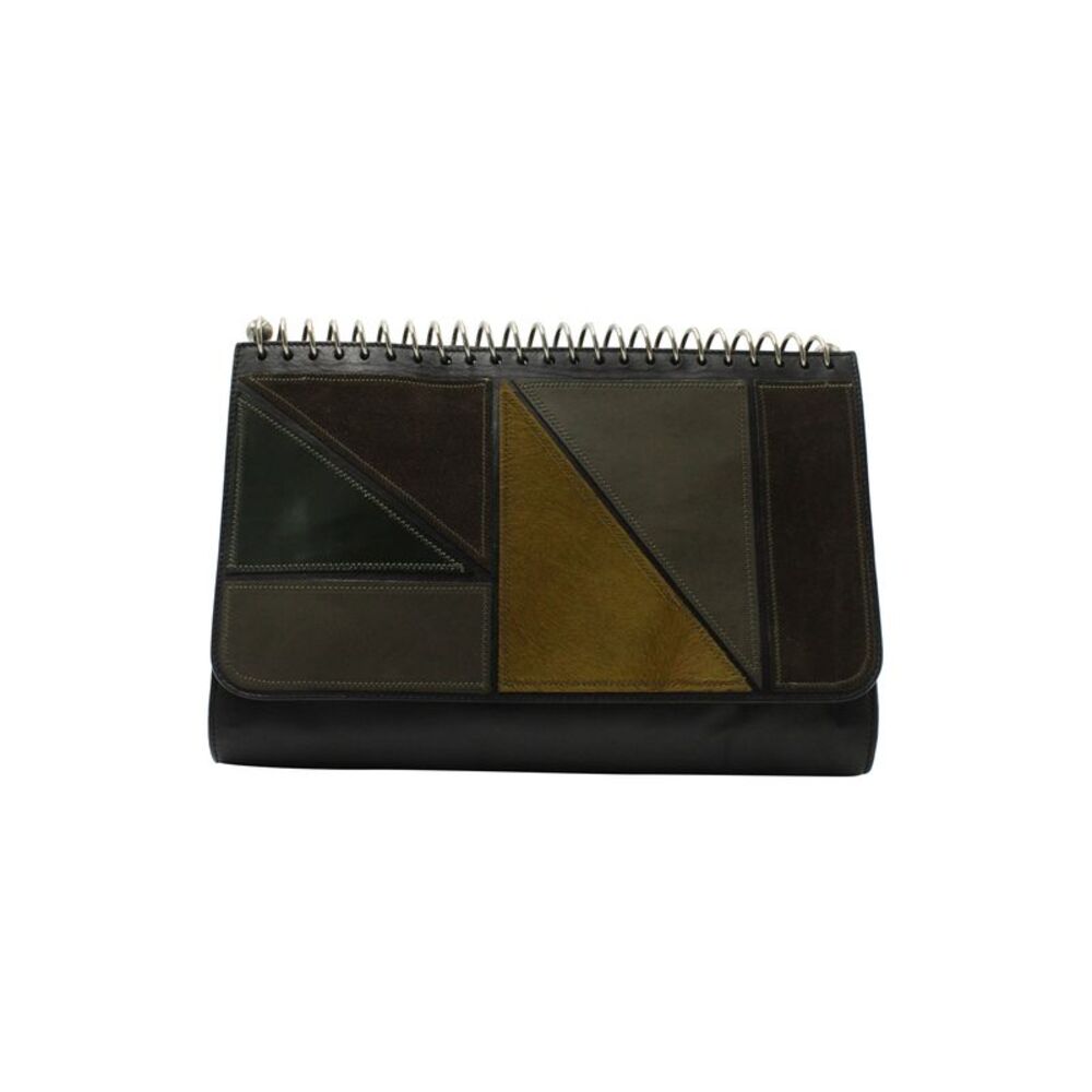 Jean Paul Gaultier Spring Patchwork Pouch in Black Leather